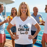 Load image into Gallery viewer, It's Cruise Time V-Neck Tee — Women's Cruise Vacation Shirt